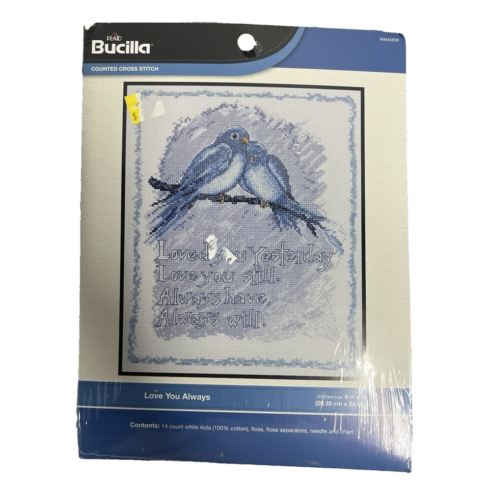 Bucilla Counted Cross Stitch "Love You Always" 8"x10" Blue Birds WM45656